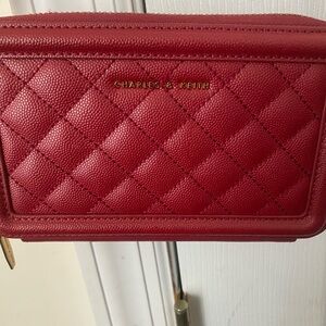 Charles & Keith Quilted Red Crossbody Bag